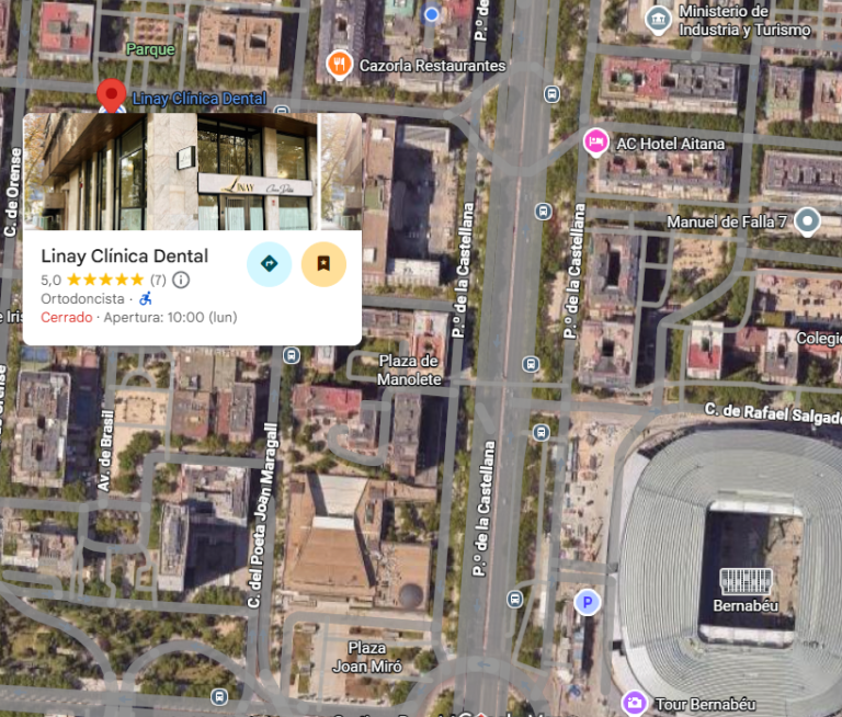 Mapa que muestra la ubicación de Linay Clínica Dental en Chamartín, Madrid.